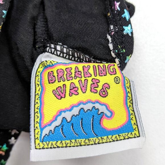 Vintage Breaking Waves Swim Suit Baby Girls Size 12m Black One Piece Metallic - Picture 4 of 5